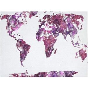 Purple watercolor world map tapestry